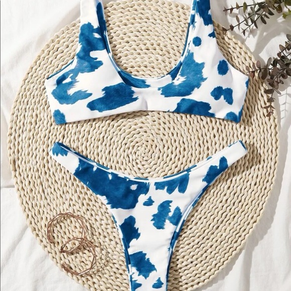 SHEIN Swim Shein Cow Print Cheeky Bikini Poshmark